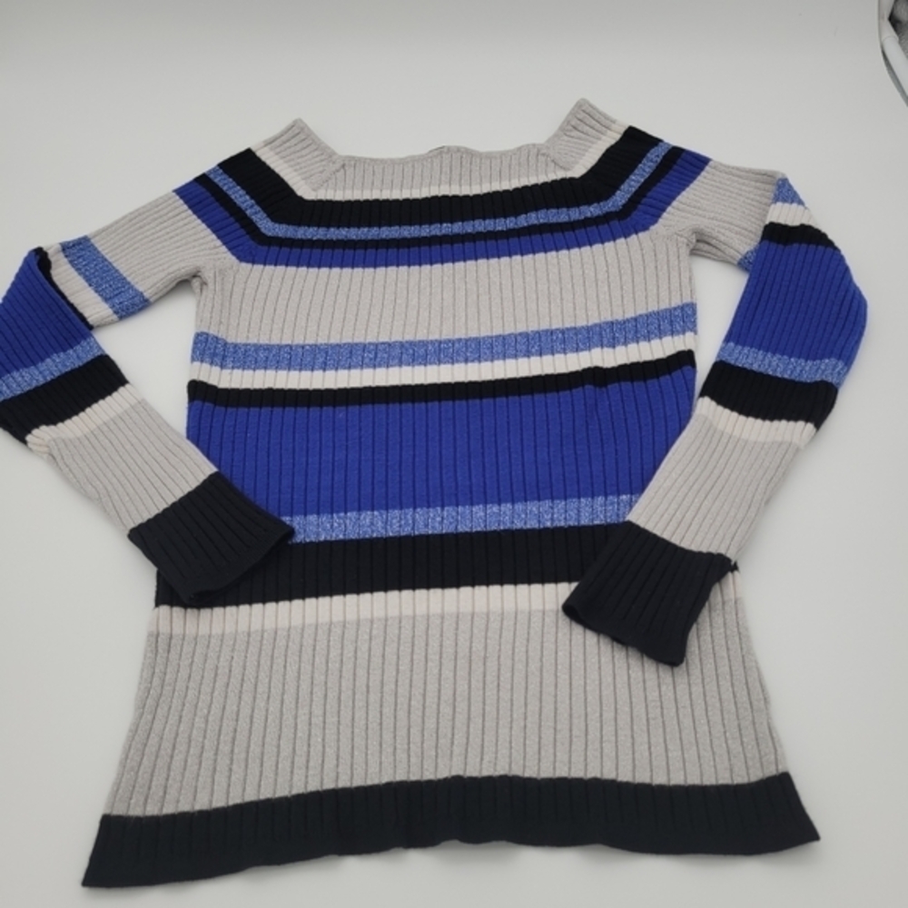INC Vibrant andMetallic Long Sleeve Sweater Block Colar Sz L